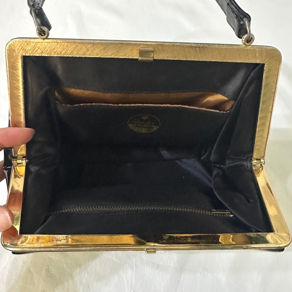 Vintage Theodor California Patent Leather Handbag Top Handle Purse 60s 70s USA - Picture 4 of 11